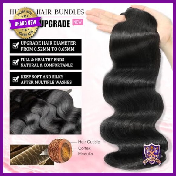 Body Wave Human Hair Extensions 18-22 Inch Brazilian Virgin Hair 3 Bundle Set
